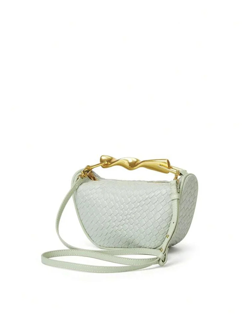 Summer Half-Moon Beach Straw Shoulder Bags Women's Straw Bucket Bag Purse Woven Straw Handbags Casual Tote Crossbody Bag