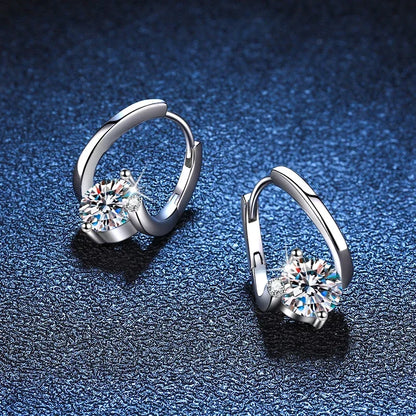 1 Carat Moissanite Earrings For Women 925 Sterling Silver Ear Stud Hoops Diamond  Engagement Wedding Fine Jewelry Gift