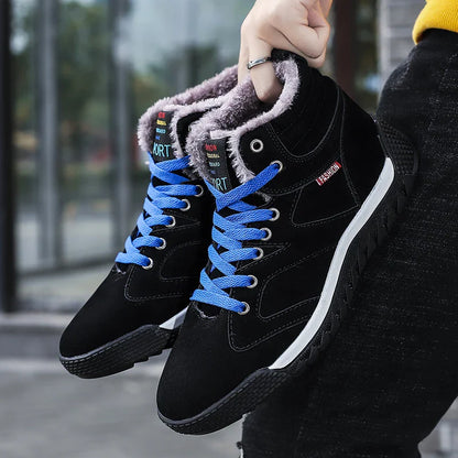 New Winter Sneakers for Men, Velvet Warm High-Top Cotton Shoes, Korean Style Casual Snow Boots, Boots, Men's Shoes, Autum Skateboard Shoes