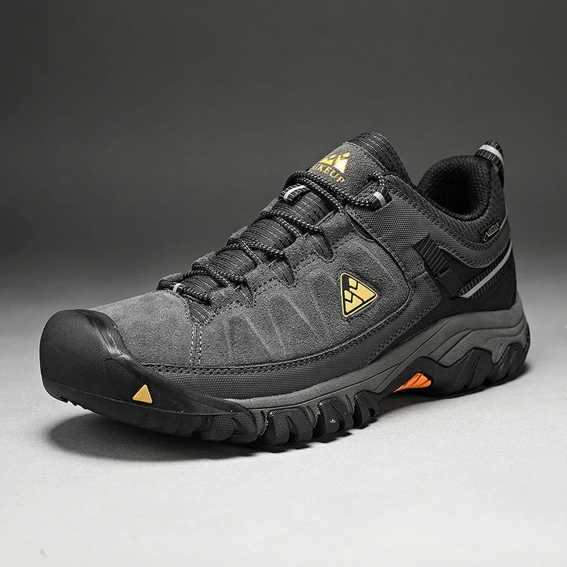 High Quality Men Hiking Shoes Durable Leather Climbing Shoes Outdoor Walking Sneakers Rubber Sole Factory Outlet