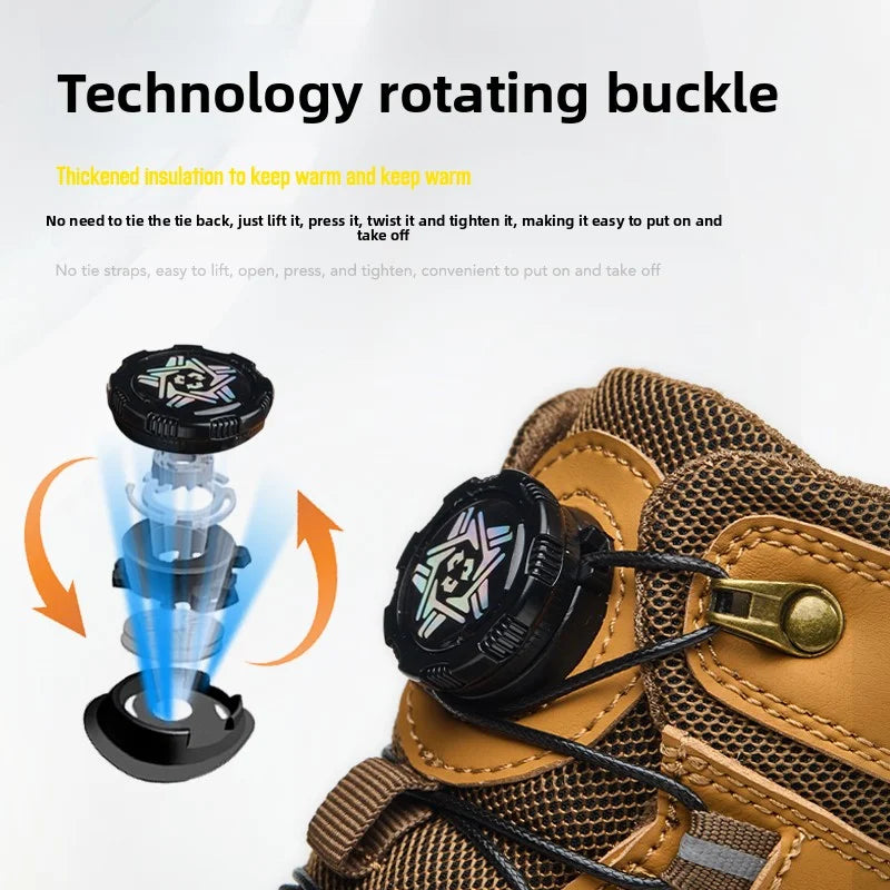 Brown Waterproof Safety Boots Men Indestructible Steel Toe Work Boots Anti-smash Stab-resistant High-top Knob Adjustable