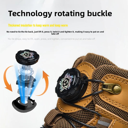 Brown Waterproof Safety Boots Men Indestructible Steel Toe Work Boots Anti-smash Stab-resistant High-top Knob Adjustable