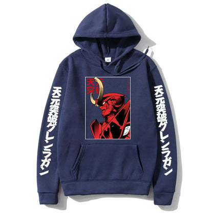 Anime Graphic Print Hoodie Men Loose Oversize Hoodies Vintage Manga Fashion Sweatshirt Pullover