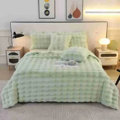 Super Soft Bubble Rabbit Velvet Blankets Multi Purpose All Seasons Air Conditioning Plush Blanket Solid Sofa Cover for Home