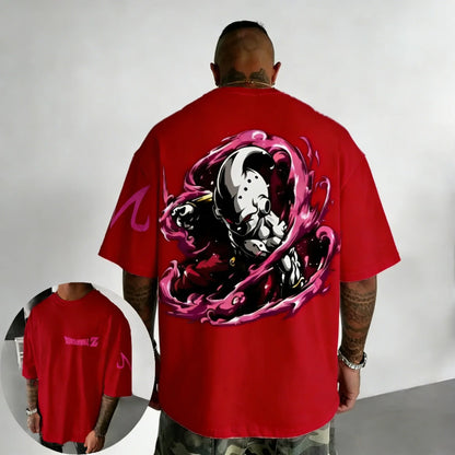 Oversized Cotton T-shirt Summer New Majin Buu Printed Men's and Women's Street Hip Hop Loose Casual Top