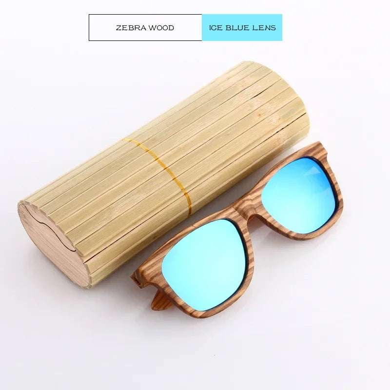 Men bamboo Wood Sunglasses Women Retro Vintage Polarized zebra Wooden Glasses Oculos De Sol Square Summer Goggle paper box