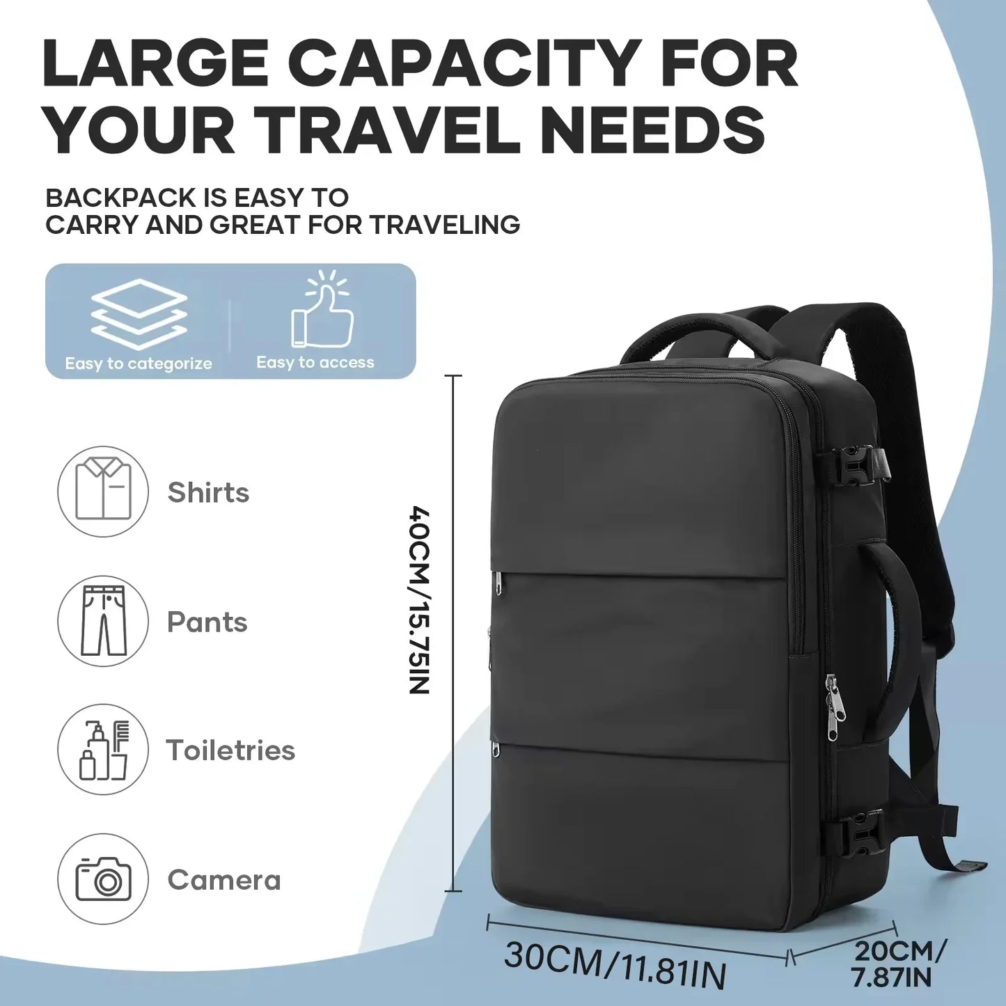 Luggage Cabin Bag, 40x30x20 Bag Men Women 15.6inch Laptop Bag Business  Travel Backpack，College School Backapck