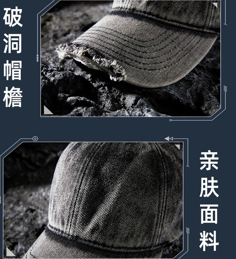 2024 Fashion New Denim Wash Do Old Vintage Baseball Cap Lady Fashion Hiphop Snapback Hat Men Big Size Sun Caps 55-62cm