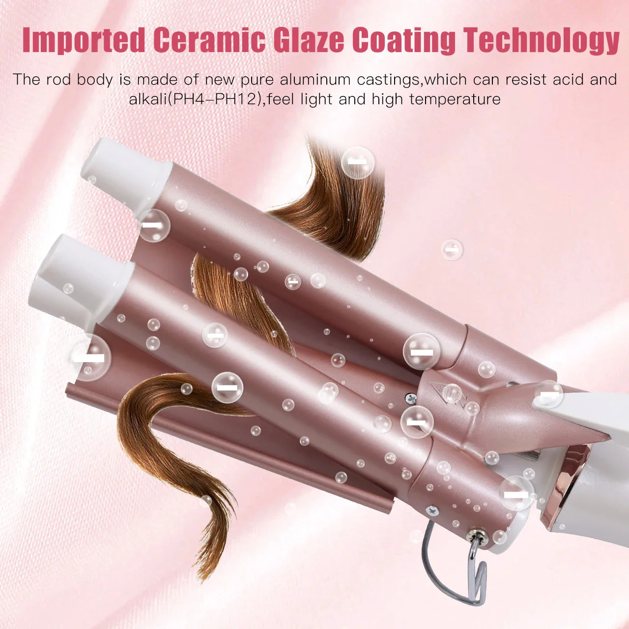 Hatteker Professional Hair Curling Iron Ceramic Triple Barrel Waver Electric Hair Styling Tool for Versatile Curls And Waves EU