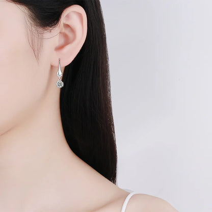 100% Real 0.5-1CT Moissanite Dangle Earring for Women Girls S925 Silver Plated Platinum Diamond Drop Earrings Fine Jewelry