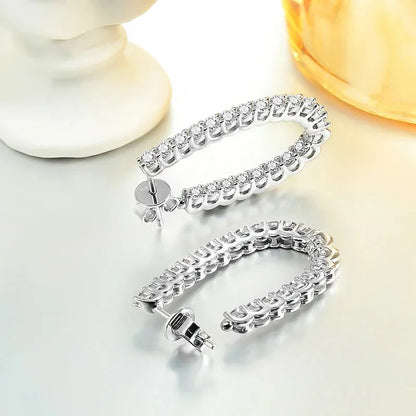 Trendy Real D Color Full 2.2mm 0.04CT Moissanite Hoop Earrings For Women S925 Silver Plated 18K Gold Diamond Earring
