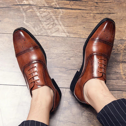Handmade Fashion Mens Brogue Luxury Big Size 47 Wedding Party Leather Business Oxfords Dress Casual Formal Shoes Loafers for Men