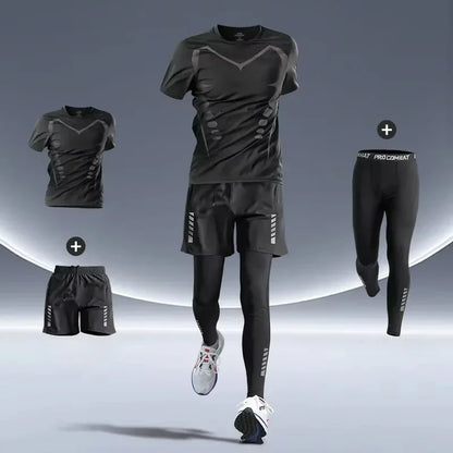 Sports Suits Men's Fitness Clothes Night Running Autumn Tight-fitting Quick-drying Clothes Cycling Training Clothes Equipment
