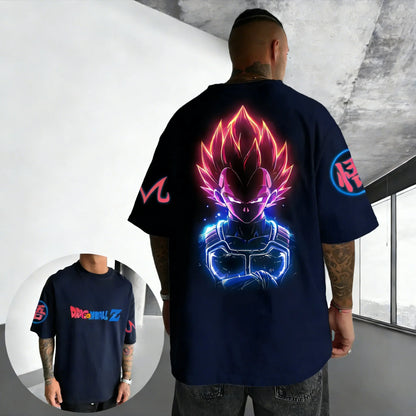 T-shirt Summer New Vegeta Print Men and Women Harajuku Loose Casual Parent-child Short Sleeved Shirt
