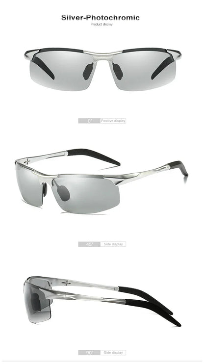 Aluminum Photochromic Sunglasses Men Polarized Day Night Driving Chameleon Glasses Anti-Glare Change Color Sun Glasses UV