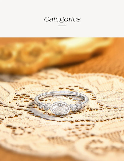 2026 New Simple Sparkling Oval Synthetic Moissanite Rings S925 Sterling Silver For Women Wedding Statement Fine Jewelry