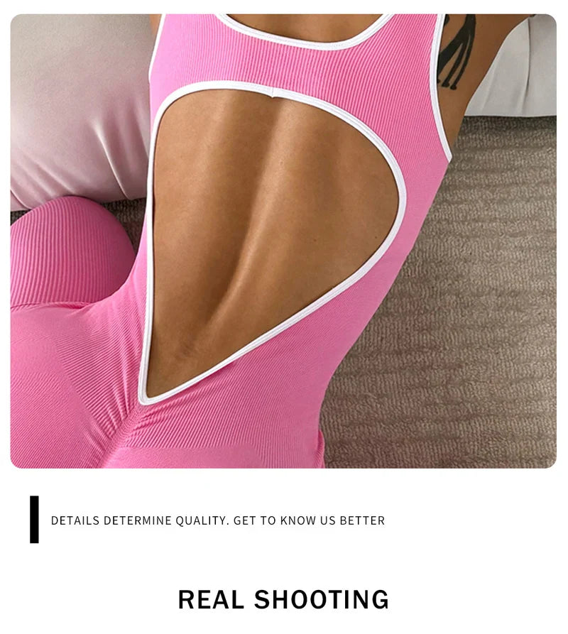 Sexy Backless Jumpsuit Women Yoga Set One-piece Bodysuit For Fitness Gym Clothing Sportswear Quick-Dry Workout Sports Clothes
