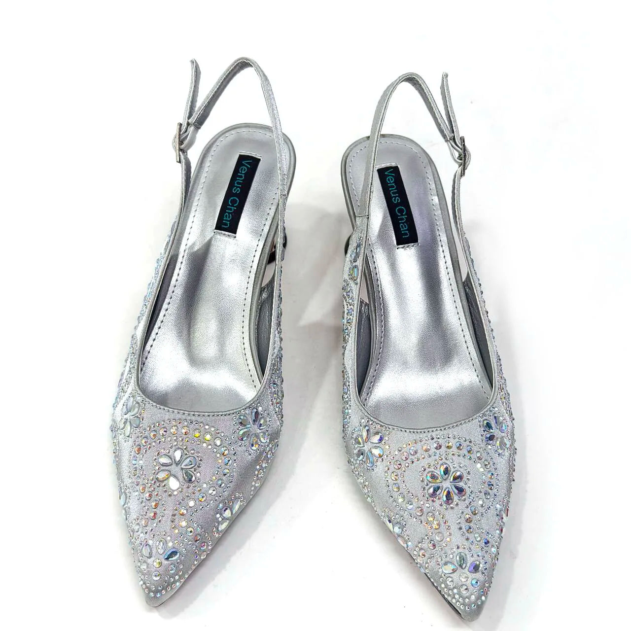 Elegant Rhinestone Pointed-Toe Pumps With Matching Bag Set Large Capacity Bag for Women's Party High Heels