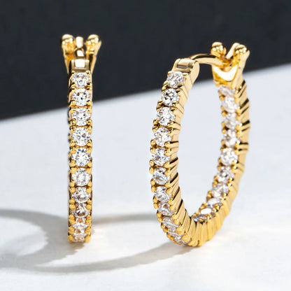 1.5mm 0.66cttw D Color Moissanite Huggie Hoop Earrings With Cer Yellow Gold Plated Huggie Earring For Women Jewelry