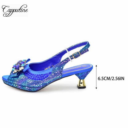 Peach Women Shoes And Bag Set Fashion African Ladies High Heels Sandals Match With Handbag Pumps Nigerian Sandales Femmes 988-10
