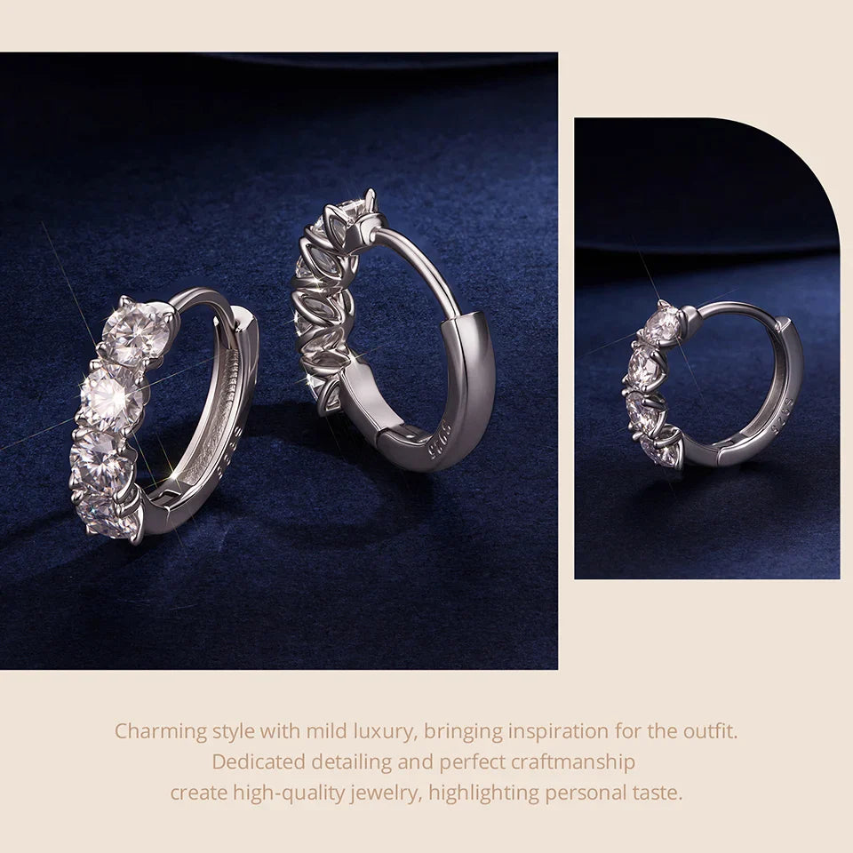 Elegant Moissanite Stud Earrings, S925 Silver Plated White Gold D Color Round Cut Lab Sparkling Engagement Fine Jewelry