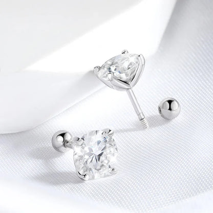 18k Plated 0.2-2ct Moissanite Stud Earrings for Women Solid 925 Sterling Silver Lab Diamond Screw Back Ear Stud Jewelry