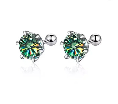 TY 0.3-2CT Moissanite Earrings 925 Sterling Silver Round Cut Stud Earrings Piercing Earrings for Men and Women Fine Jewelry