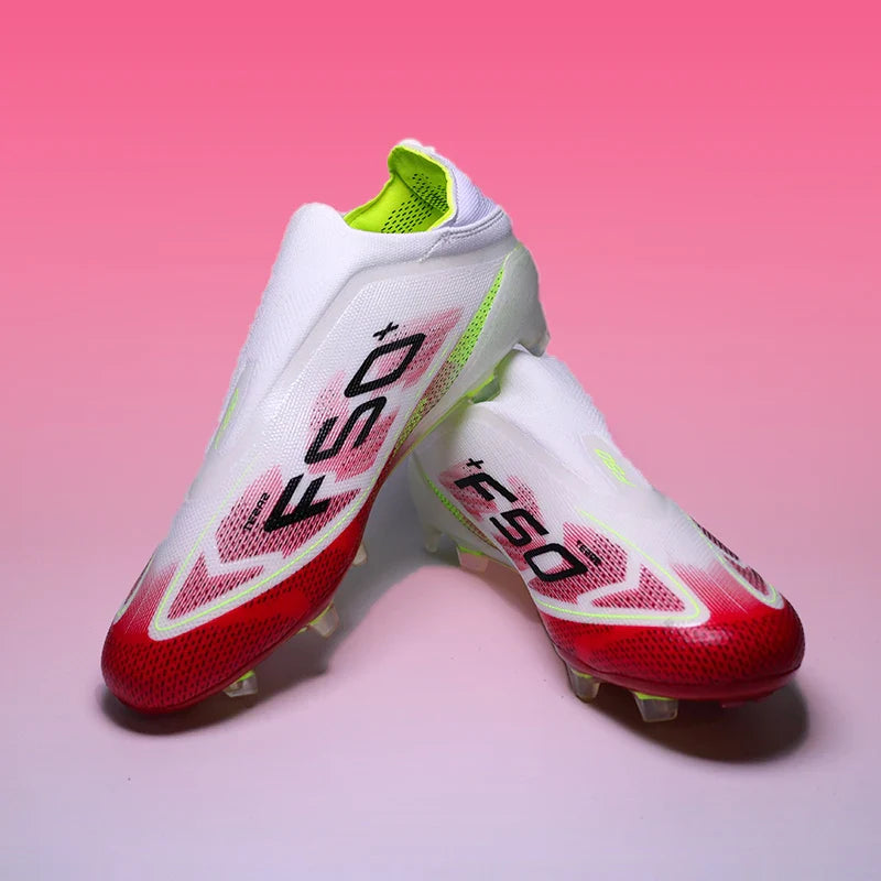 2555 High Quality Mens Soccer Shoes SLIP-ON Non-Slip Turf Soccer Cleats Boys TF/FG Training Football Boots Chuteira Campo F50