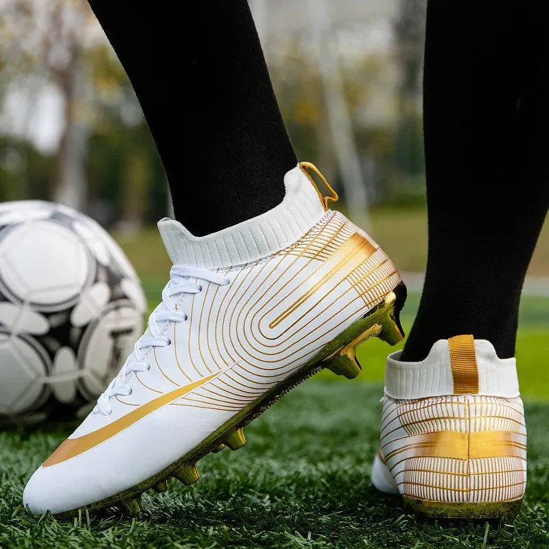 Professional Men Ankle Football Boots Outdoor Grass Cleats Unisex Soccer Shoes Long Spikes Tf Football Shoes Chuteira Society