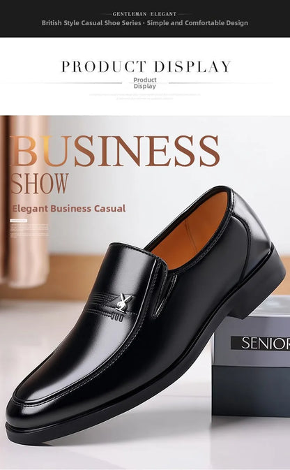 Soft Cowhide Leather Men's Business Shoes Anti-Slip Work Shoes for Middle-Aged And Elderly Fathers Comfortable Breathable Rub...