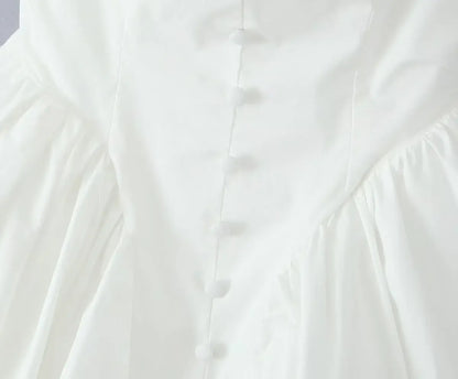 White Sexy Party Dresses 2024 New Arrivals V Neck Cape Sleeve Dress Mini Casual Birthday Fluffy Skirt Dress