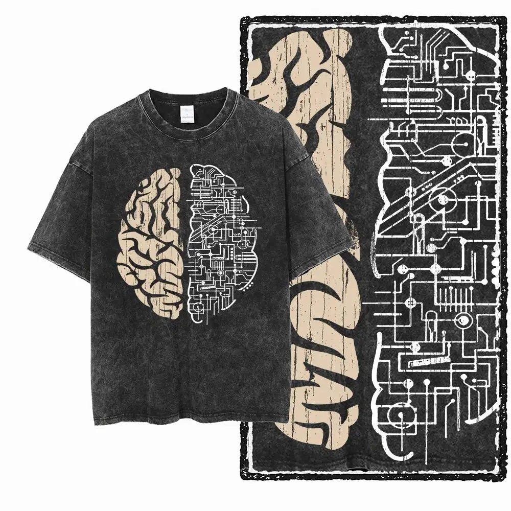 G25 Exclusive Cool Vintage Cotton  Men's COOLMIND Graphic T-shirt | Acid Washed  Streetwear Big Size O-neck men's Tee Tshirt