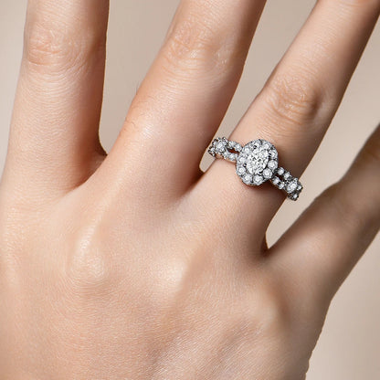 Oval Cut 1.5ct Moissanite Rings for Women A Half Diamond Band S925 Sterling Silver Engagement Party Gift Passed Tester