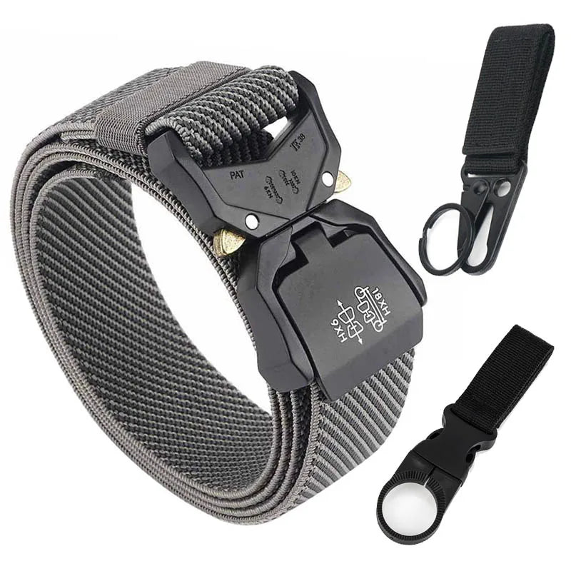 140cm Elastic Belt For Men Aluminum Alloy Quick Release Buckle Strong Nylon Tactical Belt Male Military Accessories