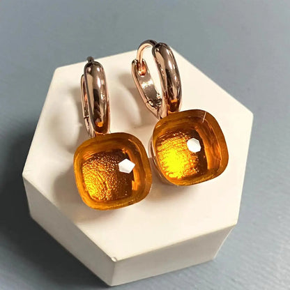 10.6mm Classic Nudo Earrings For Women High Quality Crystal Earrings Square Blue Topaz Earrings Fashion Jewelry Gift