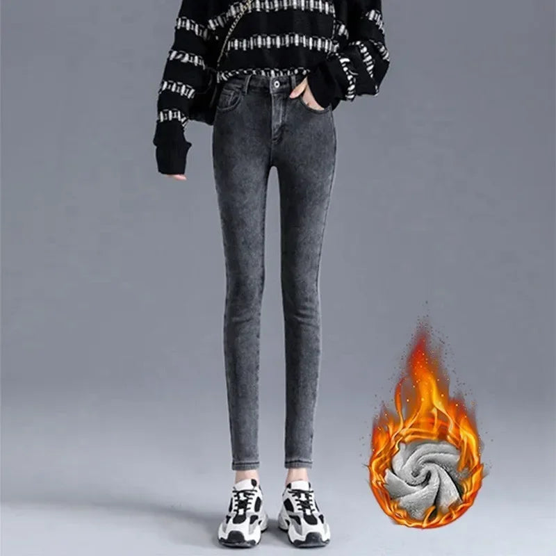 Women Velvet Ankle Length Casual Thick Pencil Pants