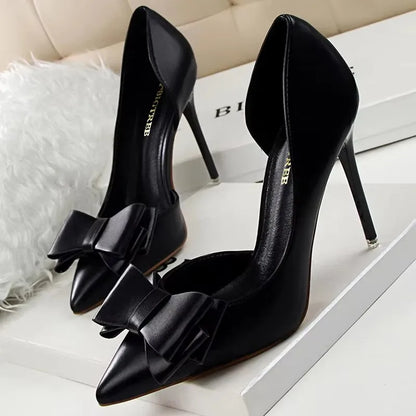 Shoes Bow-knot Woman Pumps Stiletto 10.5 Cm Women Basic Pump Pointed Toe Classic Pumps Sexy High Heels Women Shoes 2026