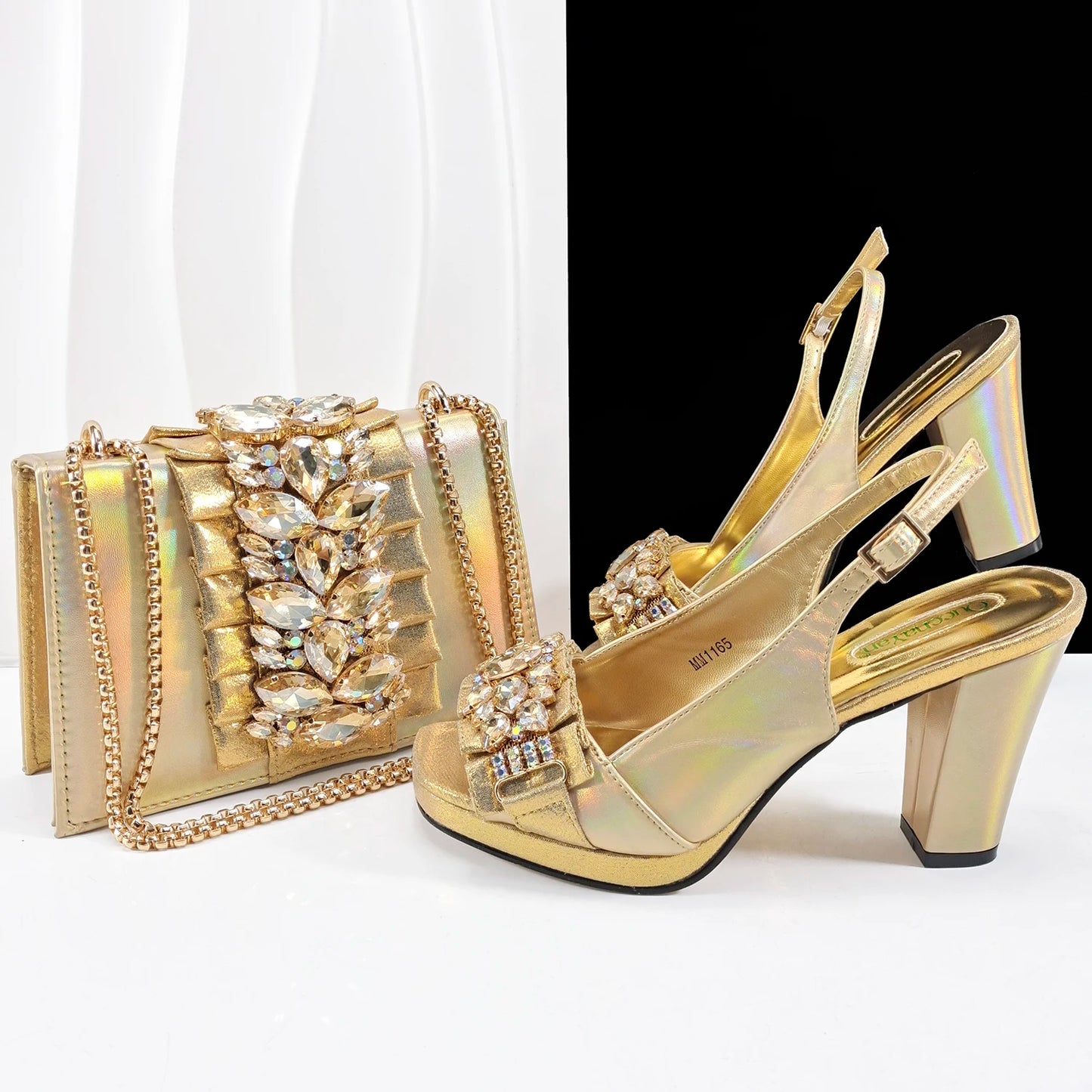 Lastest Italian Design Fashion Style Ladies Shoes with Matching Bag Set 2025 Nigerian Shoes and Bag Set HFG1-2