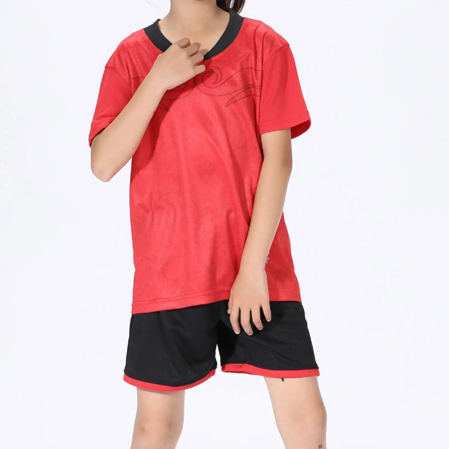 2 Pcs Summer Children's Quick-Drying Sports Set Boys Girls Soccer Training Outfit Short Sleeve Stylish Print T-shirt with Shorts