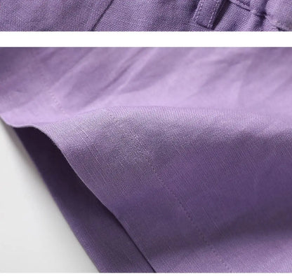 Cotton and Linen Shorts for Women Summer 2025 Loose High Waisted Wide Leg Pants Casual Versatile Solid Retro Straight Shorts
