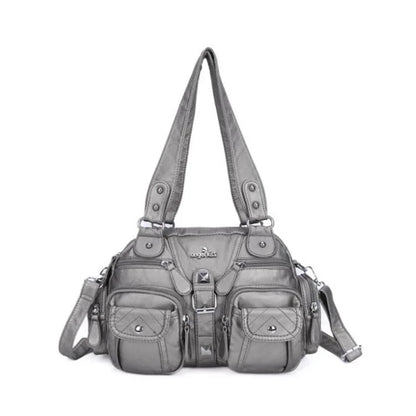 Women Small Handbags Satchel Top-handle Handbag PU Shoulder Bag 8”x11” Dumpling Pack Multi-pockets Shoulder Bag