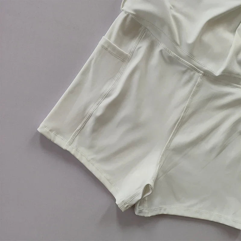 Pockets V High Waist Long skirts Woman Fitness Quick drying Running Outdoors Mini Skirts for Women