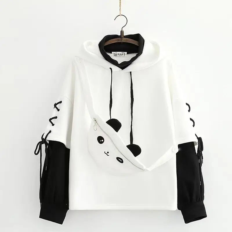 3XL Harajuku Aesthetic Bear Anime Hoodie Women Korean Kawaii Crewneck Long Sleeve Oversize Streetwear Kpop Y2K Winter Cloth Top