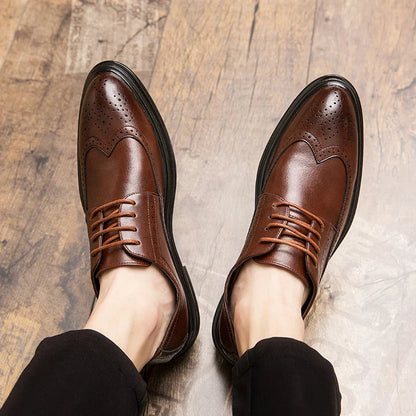 High Quality Brogues Leather Shoes Men Classic Men's Dress Shoes Formal Office Wedding Shoes For Men Casual Business Shoes