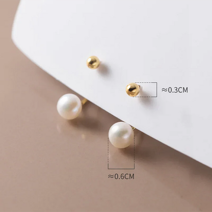 925 Sterling Silver Fashion Natural Freshwater Pearl Ear Hook Unique Screw Bead Stud Earrings for Women Piercing Jewelry
