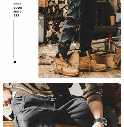 Autumn Men's Cargo Pants New Multi-Pocket Tactical Casual Pants Straight Leg Fashion Tactical Trousers Elastic Waist Cargo Pants