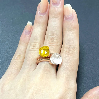 2Pcs/Set Fashion Stacked Candy Ring Women Mix Color Crystal Jewelry 30 Colors Trendy Gift for Valentine's Day