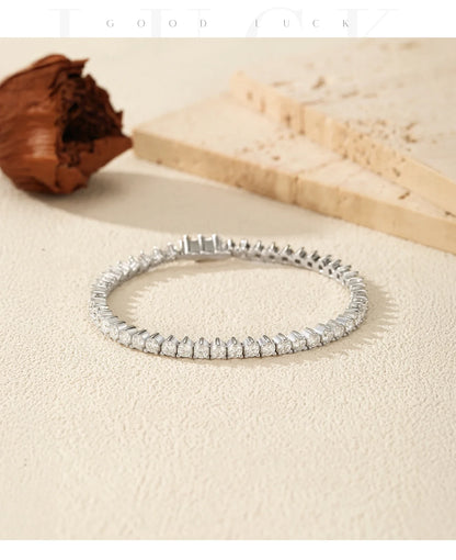 D VVS1 Round Moissanite Tennis Bracelet 3.0MM 925 Sterling Silver Tennis Stackable Bracelets for Women Men Jewelry Gifts