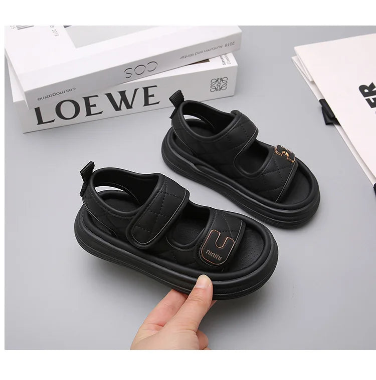 Children Summer Sandals Baby Anti-slip Wearable Summer Shoes Girls Solid Color Hook Sandals Boys Breathable Beach Sandals