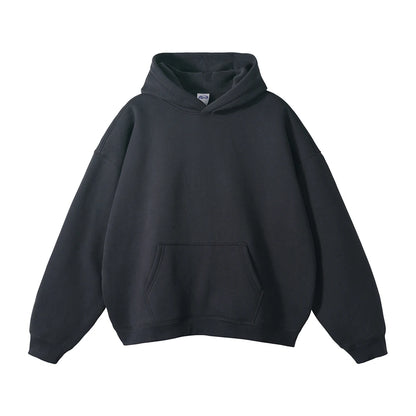 Thick 350gsm Fleece Hooded Hoodies For Men Unisex Winter Oversized Loose Basic Solid Sweatshirts Pullovers Coats HY0631